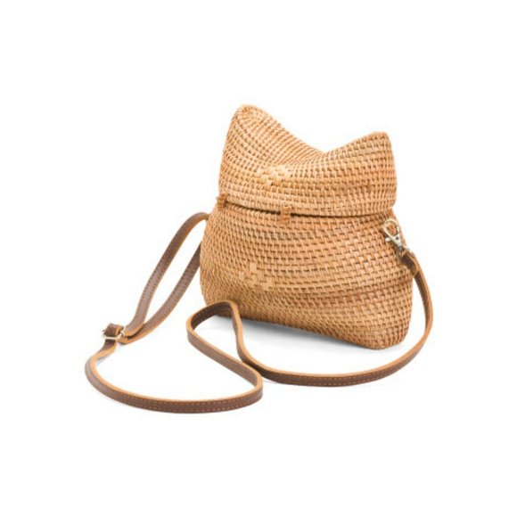 Handwoven Wicker Barrel Crossbody Rattan Bag - Picture 2 of 4